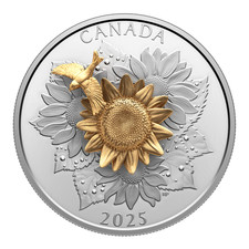 2025 Canada $50 The Goldfinch and the Bloom - Motion Element Fine Silver Coin