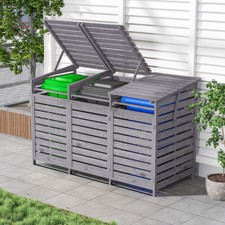 Bi/Triple Wheelie Bin Storage Wooden Store Cover Garden Rubbish Dustbin 2/3 Shed