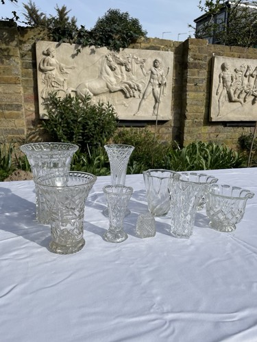 Mixed cut glass vases - glass,