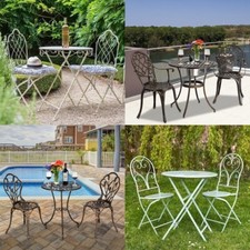 Shabby Chic Bistro Set Antique Garden Dining Set Garden Table & Chairs Metal Set