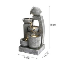 Solar Powered Natural Slate Water Feature Outdoor LED Fountain Garden Waterfall