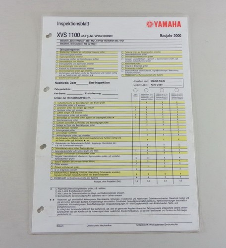 Inspection sheet yamaha - inspection, xvs