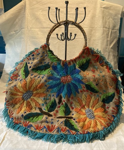 Vintage crewel work - crewel, bag