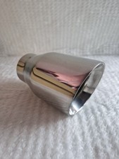 4" Slash Cut Sports Double Skin Exhaust Tail Pipe Silver Stainless Steel 304 2.5