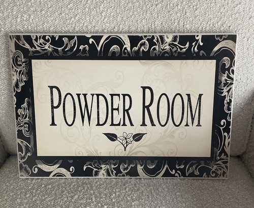 Wooden powder room sign - wooden,