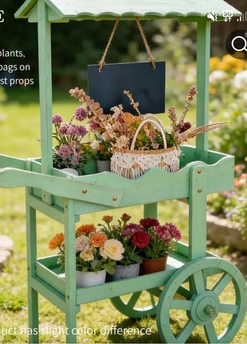 Wooden plant trolley cart - wooden,