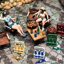 1/64 Diorama Beer Carrying Basket Finished Camping Table and Chairs Scene Models
