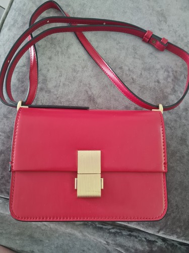 Red faux leather crossbody - faux,