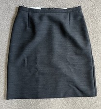 VTG 90s Sportmax Max Mara Grey Wool Mix Straight Short Smart Skirt Size 12.