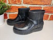 GIRLS UGG DRIZLITA RAIN BOOTS UK 12 EU 31 BLACK SHORT FLEECE SOLE WELLIES BOOTS
