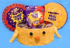KNITTING PATTERN - Easter Chick Sweet Tub Cover - Creme / Mini Egg chocolate