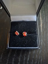 DIAMONIQUE STERLING SILVER SIMULATED GARNET STUD EARRINGS BY QVC