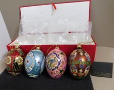 Joan Rivers 2014 Russian Inspired Egg Christmas Ornaments Decor Set of 4 Classic