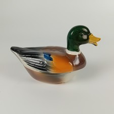 Duck lidded ceramic faience