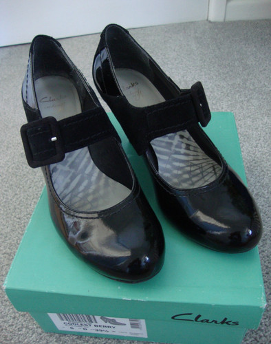 Clarks black patent leather - black, &