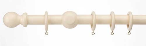 Wood curtain pole 35mm - 35mm, cream