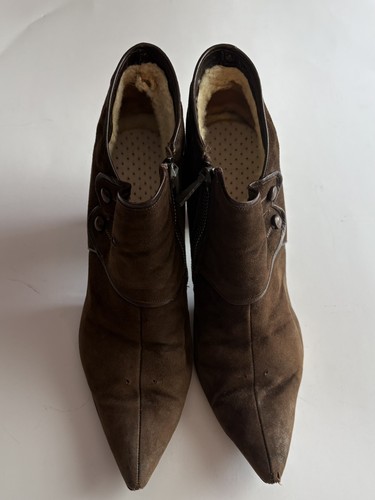 Vtg brown suede pointed - brown,