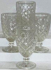 4 Hocking WATERFORD WAFFLE CRYSTAL *5 1/2" WATER GOBLETS*HTF*