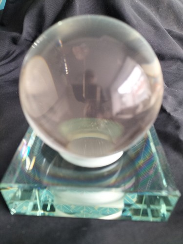 Clear crystal ball stand - crystal, on