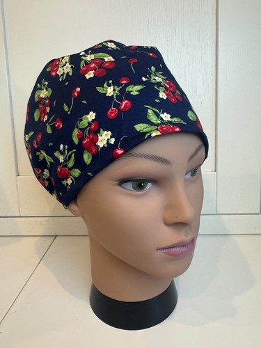 Red cherries navy - navy, cotton