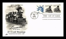 US COVER LOCOMOTIVE 2C COIL TRANSPORTATION SERIES FDC COMBO ARTCRAFT