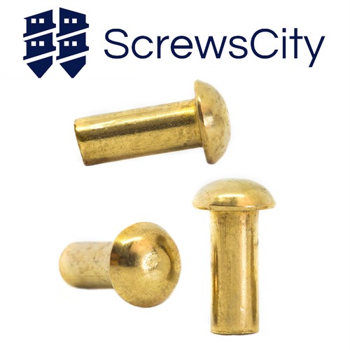 Solid brass button round head - solid,