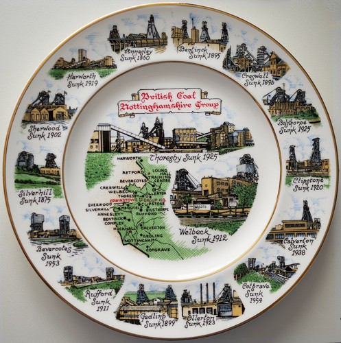 Vintage porcelain mining plate - vintage,
