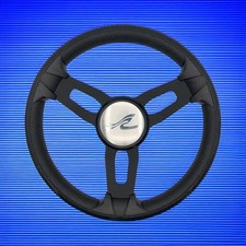 Model 15 Marine Steering Wheel Black Brushed Aluminum Spokes KEY HUB | SeaRay