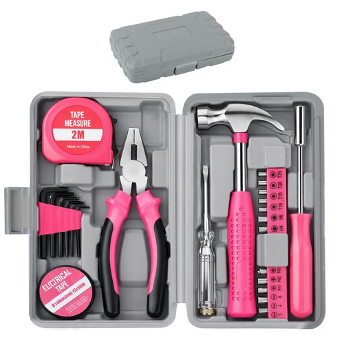 Pink tool box with - in,