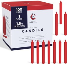 Candle Charisma 100 Red Spell Candles - 4" Unscented Paraffin Chime Candles