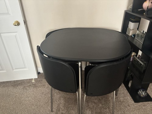 Black oval dining - table, set