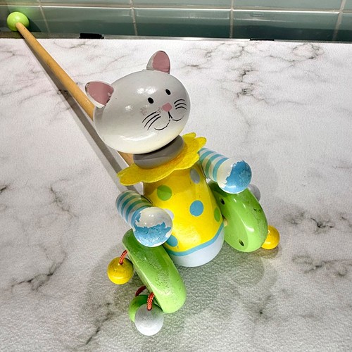 Vintage wooden push along - vintage, toy