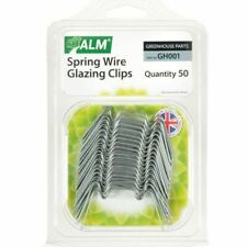 ALM Greenhouse Green House Spring Wire Window Glazing Glass W Clips Pk 50 GH001