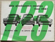 FORD ZODIAC 2500, ZEPHYR 2500 & CONSUL 1700  Car Sales Brochure 1956 DUTCH TEXT