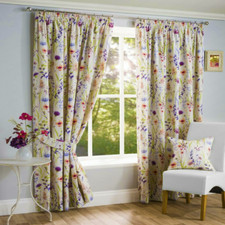 Sundour Hampshire Lined Floral Ready Made 3" Tape Pencil Pleat Caravan Curtains