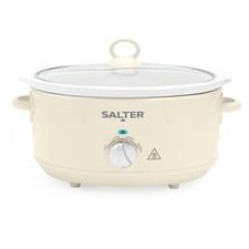 Salter Retro 6.5L Slow Cooker 3 Heat Settings/Keep Warm for Family Cooking Cream