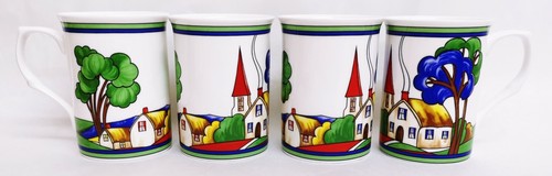 Art deco village mugs - art, 4