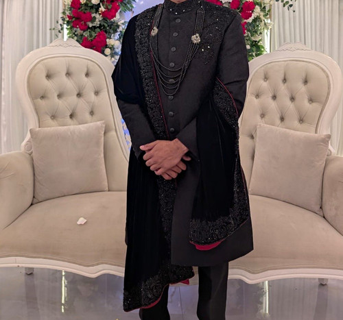 Men black sherwani - men’s,