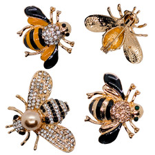 Bumble Bee Pin Badge Wasp Insect Brooch Garden Floral Honey Diamante Crystal