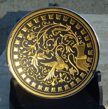 Damascene Gold Bird & Flower