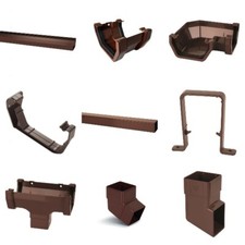 Brown Plastic Square Style Guttering & Downspout Various Fittings Free Delivery