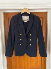 Aubin & Wills Gold Button Blazer Jacket Size 10 Navy Double Breasted Portugal