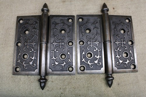 Old door iron hinges acorns - 2,