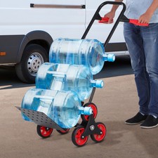 Folding Trolley Hand Trucks 6-Wheels Foldable Load Cart Steel 120kg, Red