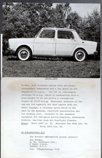 Simca 1000 1963 Original UK Market Press Photograph & Specifications Sheet