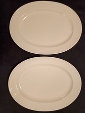 Set of 2 Pfaltzgraf PEARL BROCADE White Oval Serving Platter  - 14.5" X 10.75"