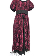 JANE AUSTEN TITANIC Regency Dress BLACK with RED lace see measurmants