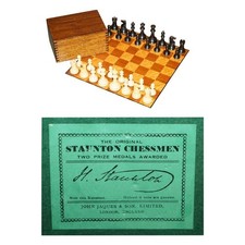 LARGE WEIGHTED VINTAGE JACQUE STAUNTON CHESSMAN STAMPED CHESS SET ORIGINAL BOX