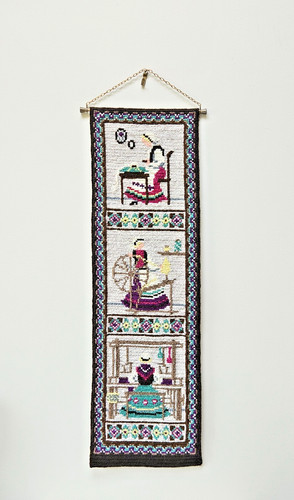 Embroidered bell pull wall