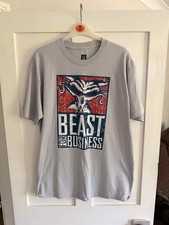 WWF WWE Authentic Brock Lesnar Beast For Business Grey Top T-Shirt Size Large